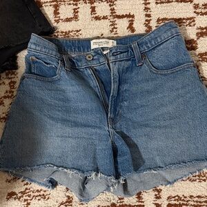 Abercrombie & Fitch Frayed Hem Blue Denim Shorts